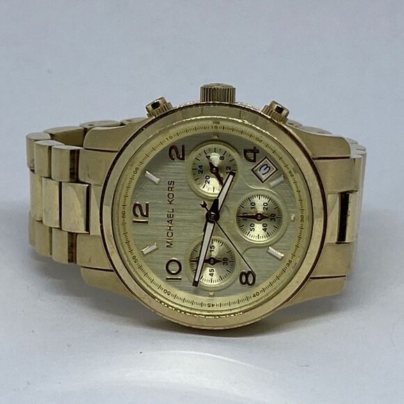 Michael Kors Runway MK5055 Unisex Gold Stainless Steel Analog Dial Watch WFH98 - Picture 7 of 12